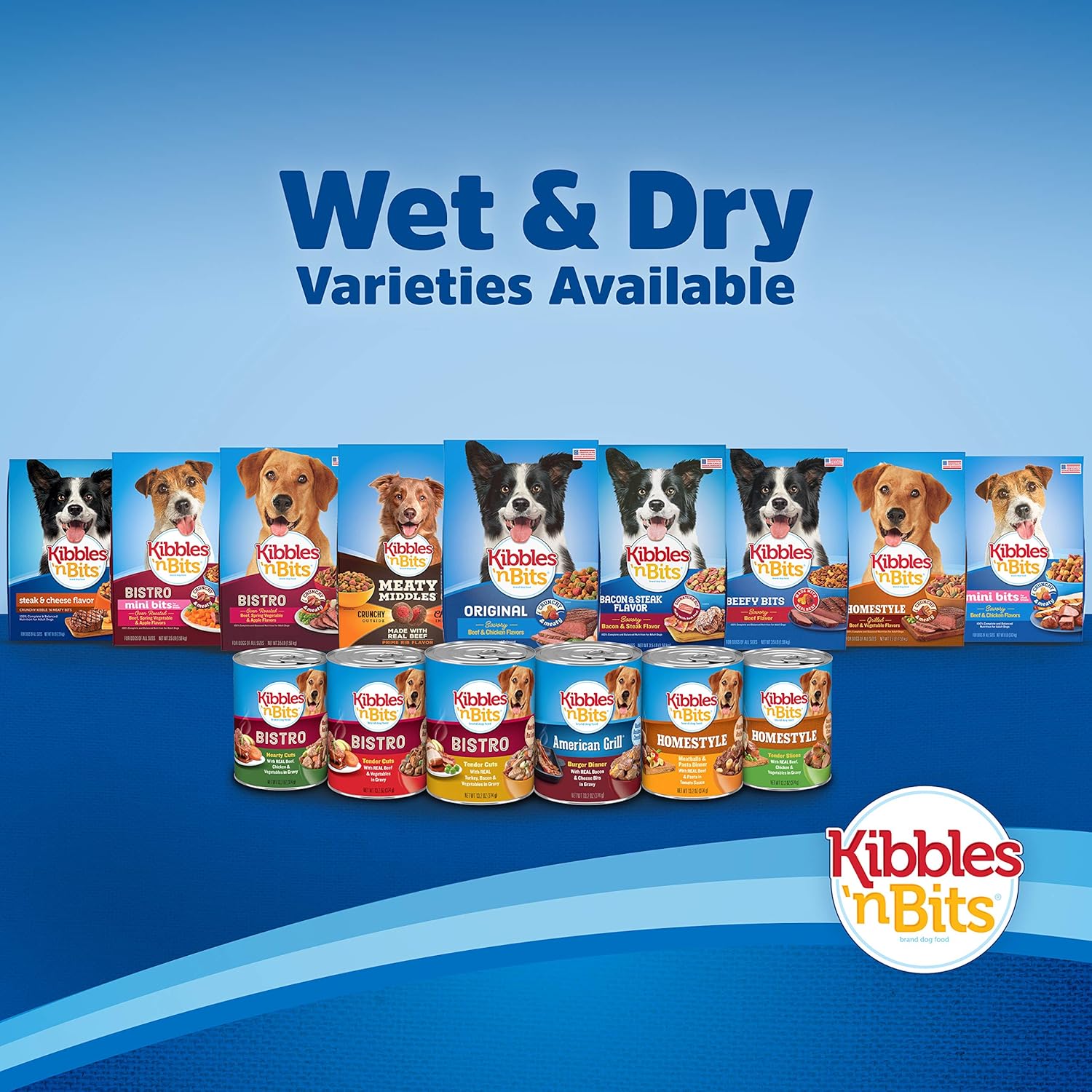 Kibbles N Bits Original Savory Beef Chicken Flavours Droog hondenvoer, zak van 45 pond
