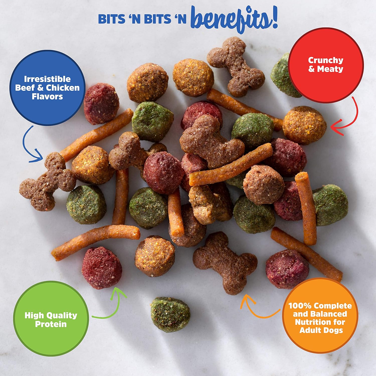 Kibbles N Bits Original Savory Beef Chicken Flavours Droog hondenvoer, zak van 45 pond