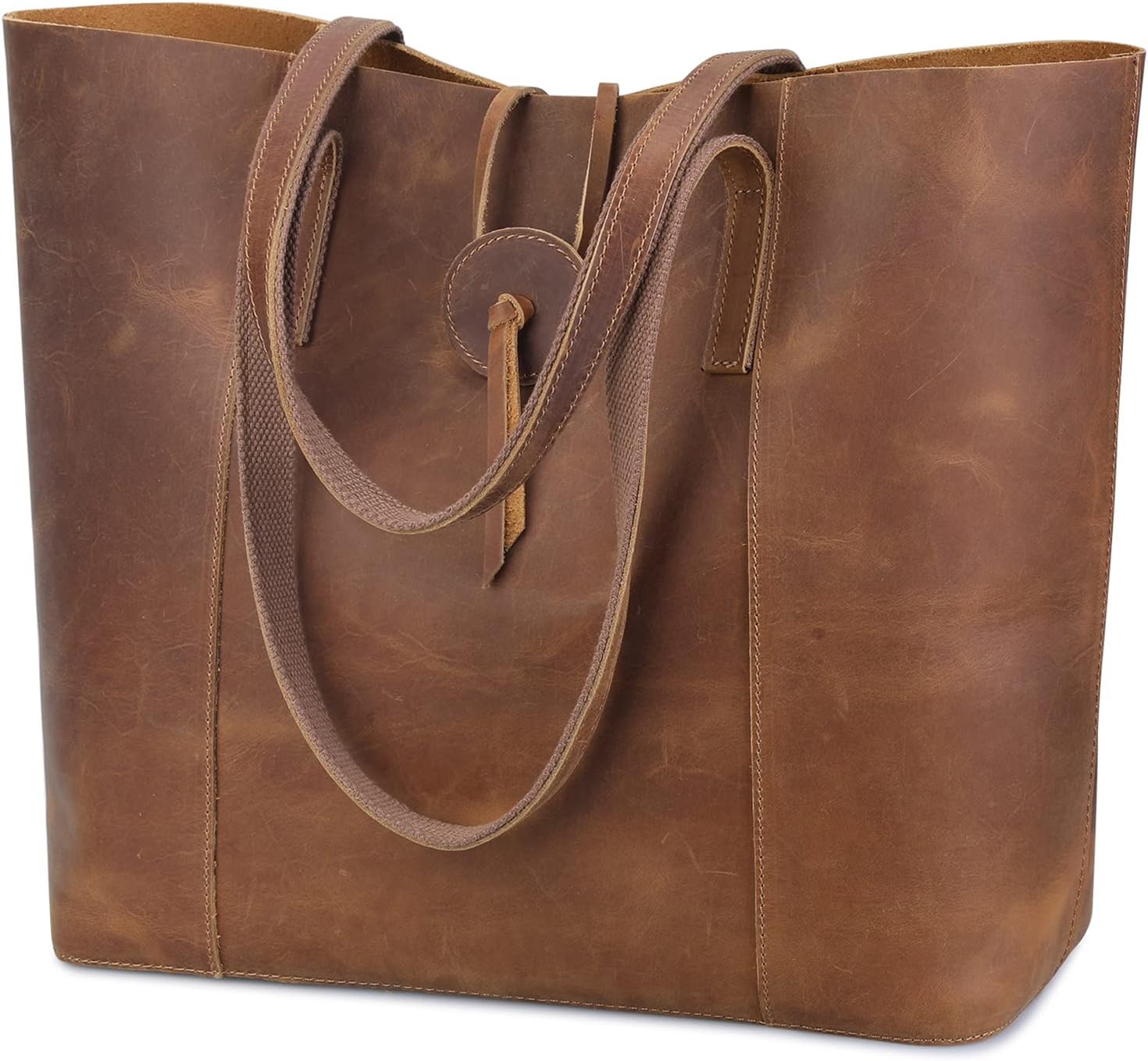 S-ZONE Vintage Genuine Leather Tote Bag for Women Large Shoulder Purse Handbag · v2