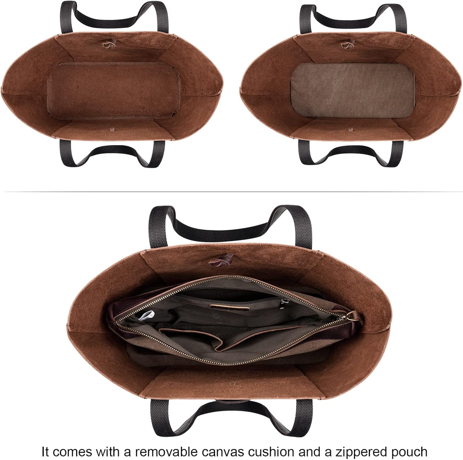 S-ZONE Vintage Genuine Leather Tote Bag for Women Large Shoulder Purse Handbag · v2