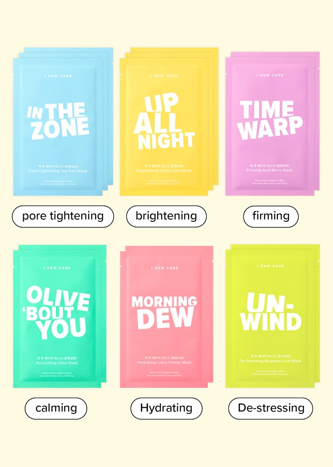 I DEW CARE Korean Glass Skin Sheet Mask 14 Variety Pack | Face Mask Pack For Perfect Skin Care Routine, 2 Week Care Intense Skincare Makeover with Collagen, Overnight, Tea Tree Oil, 14 Count · v3