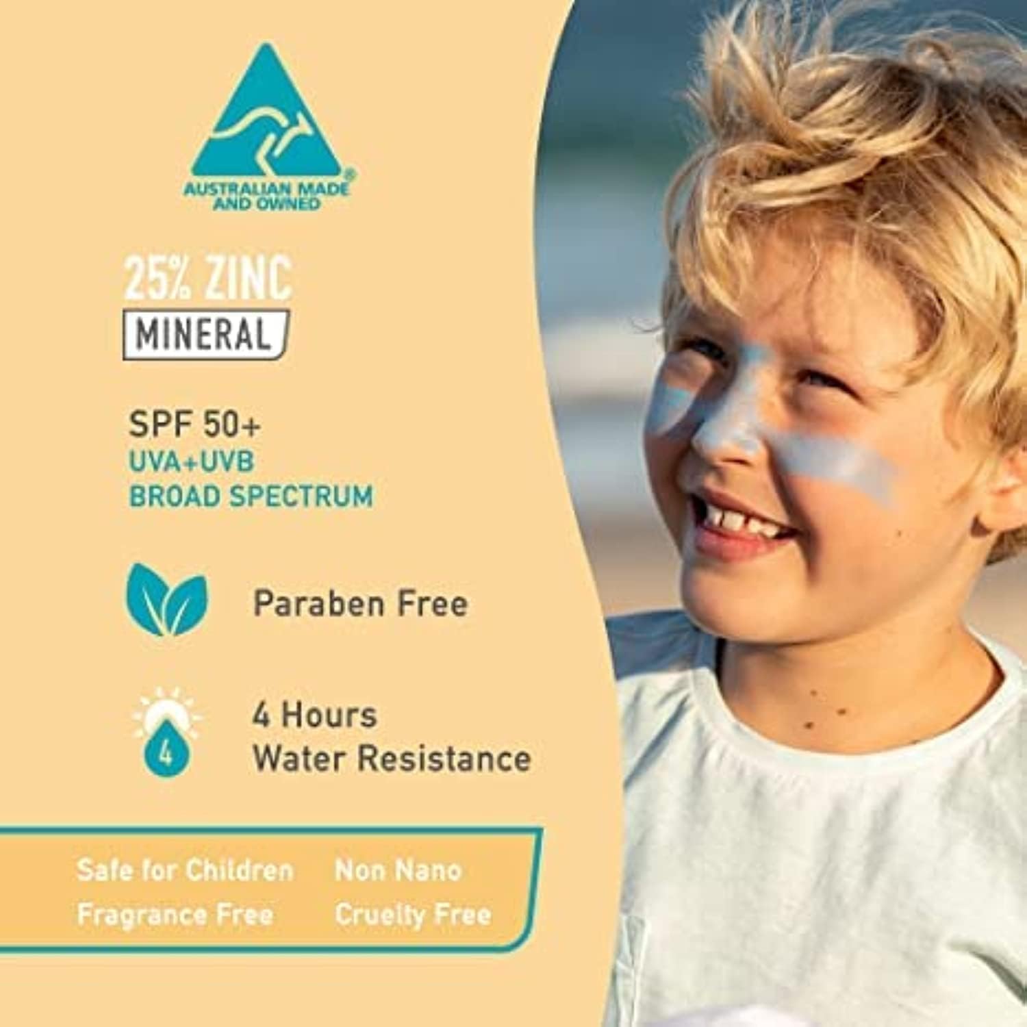Sun Zapper Zinc Oxide Mineral Sunscreen Stick – SPF 50 Water Resistant – 4-Pack (Pink, Blue, Green, Yellow) Rainbow Pack – For Face Body – Made in Australia · v2