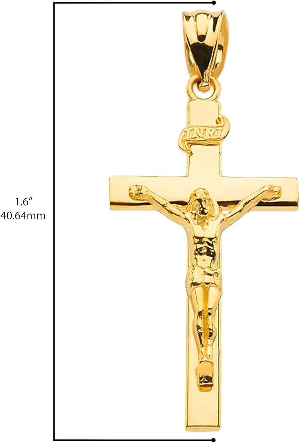 Solid 14k Gold Cross INRI Crucifix Pendant Necklace (1.60), 20" · v2