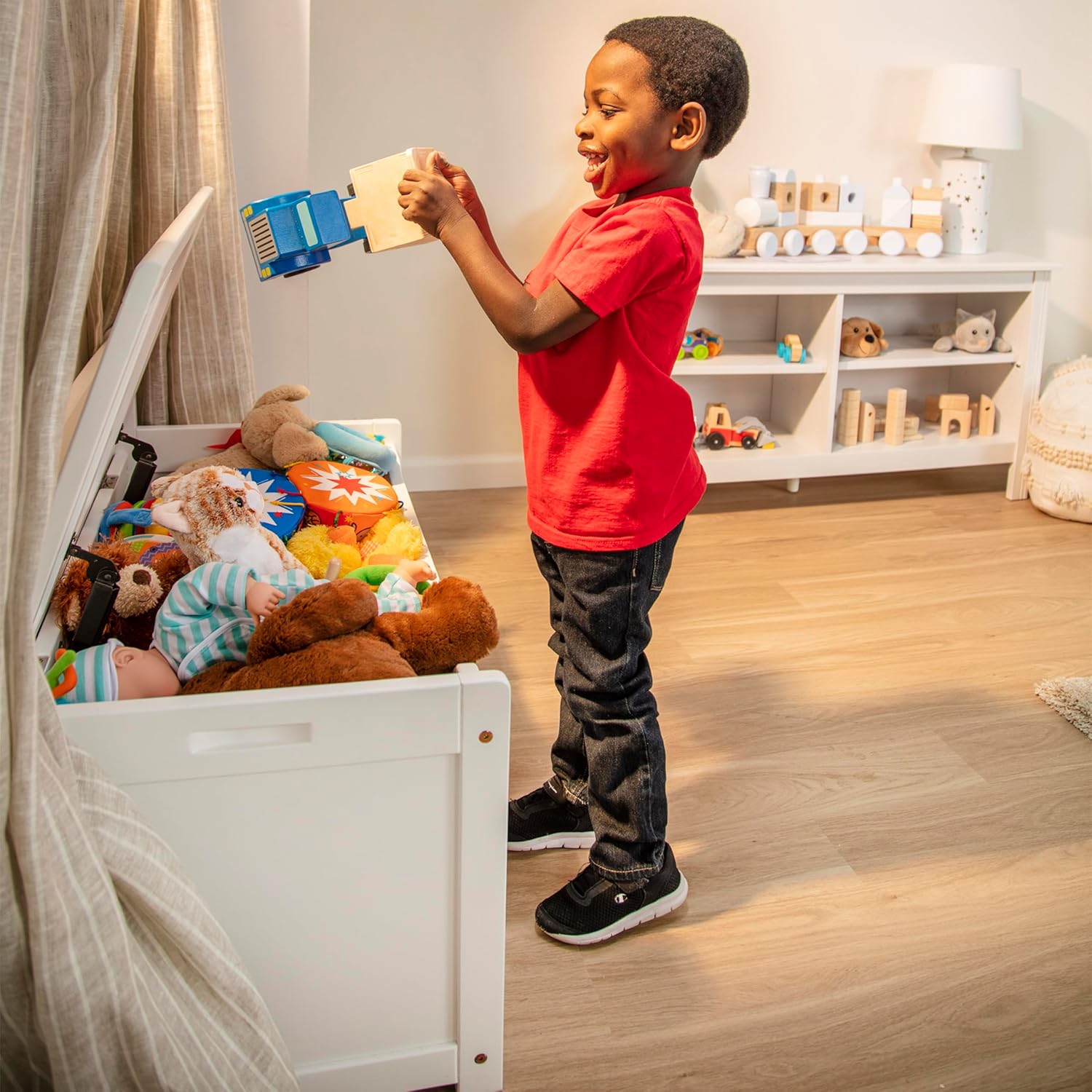 Cassettiera per giocattoli in legno Melissa Doug - Mobili bianchi per sala giochi - Scatola per giocattoli per bambini, organizer in legno, mobili per bambini