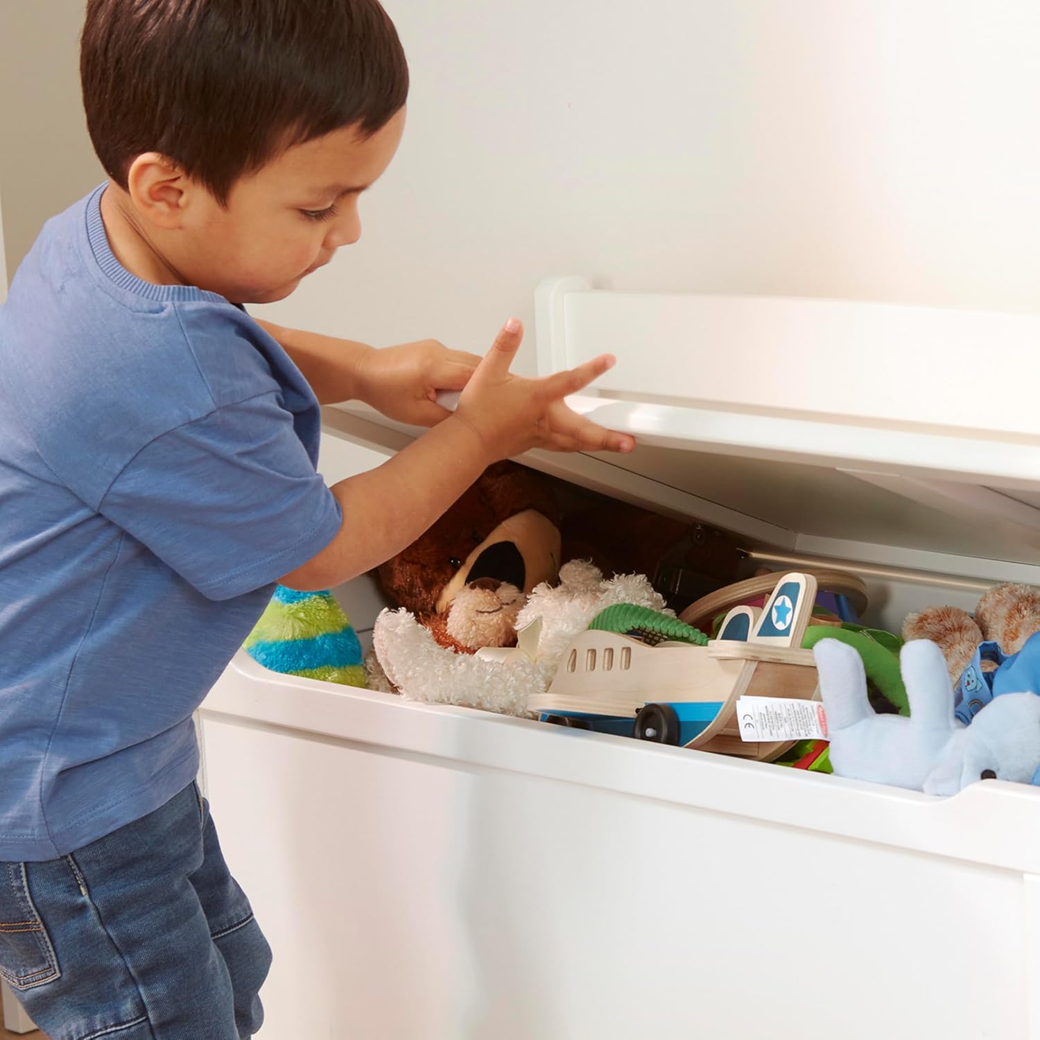 Cassettiera per giocattoli in legno Melissa Doug - Mobili bianchi per sala giochi - Scatola per giocattoli per bambini, organizer in legno, mobili per bambini