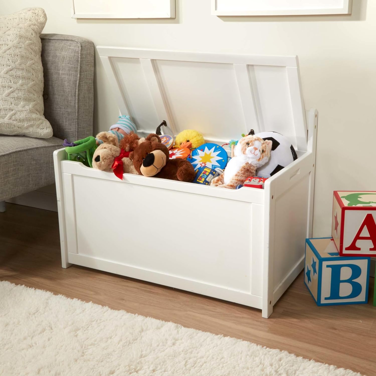 Cassettiera per giocattoli in legno Melissa Doug - Mobili bianchi per sala giochi - Scatola per giocattoli per bambini, organizer in legno, mobili per bambini