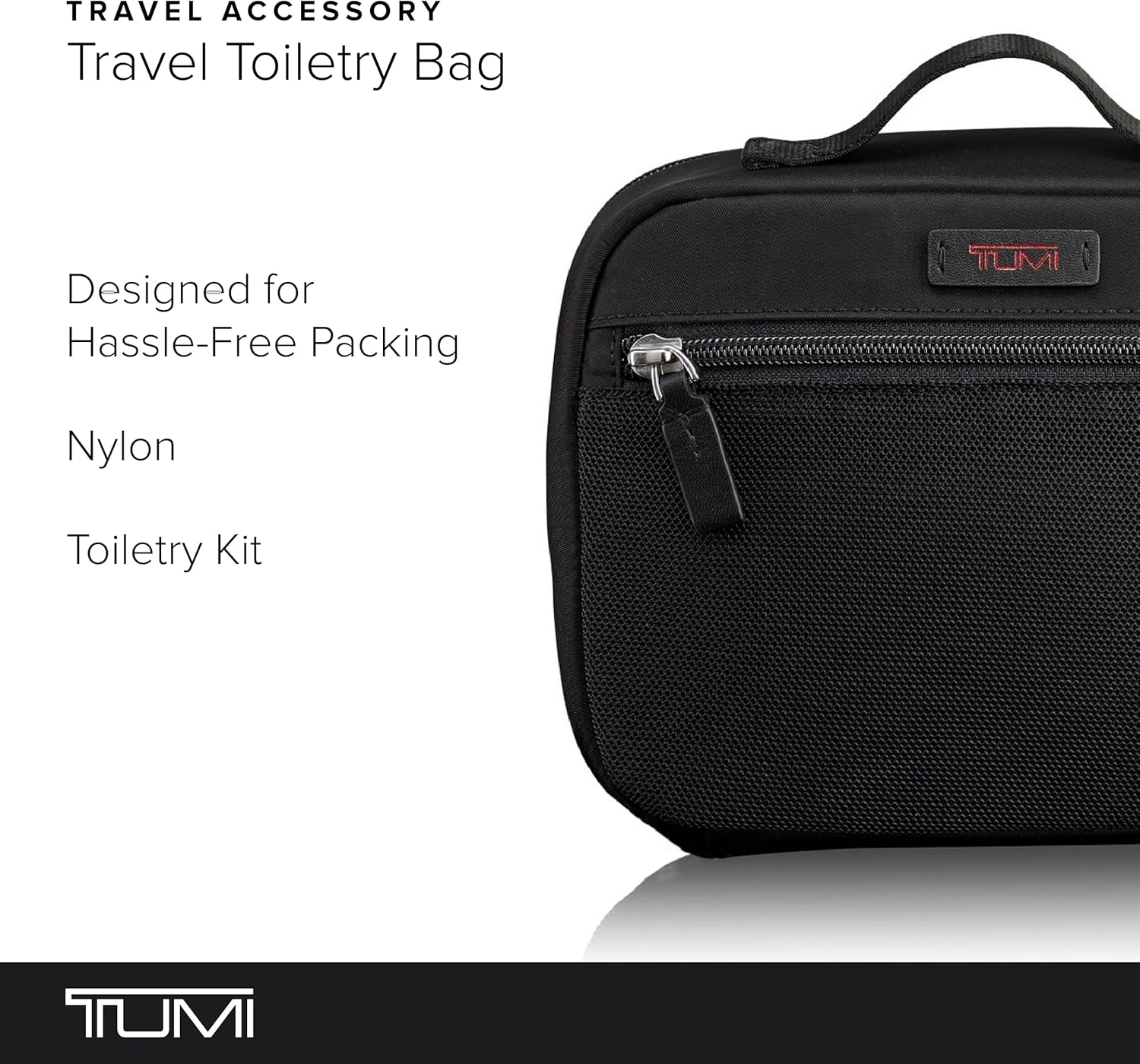TUMI - アクセサリーポーチ - コード、電子機器、化粧品、衛生キット用のトラベルケースオーガナイザー - ナイロントイレタリーバッグ - ラージ、ブラック