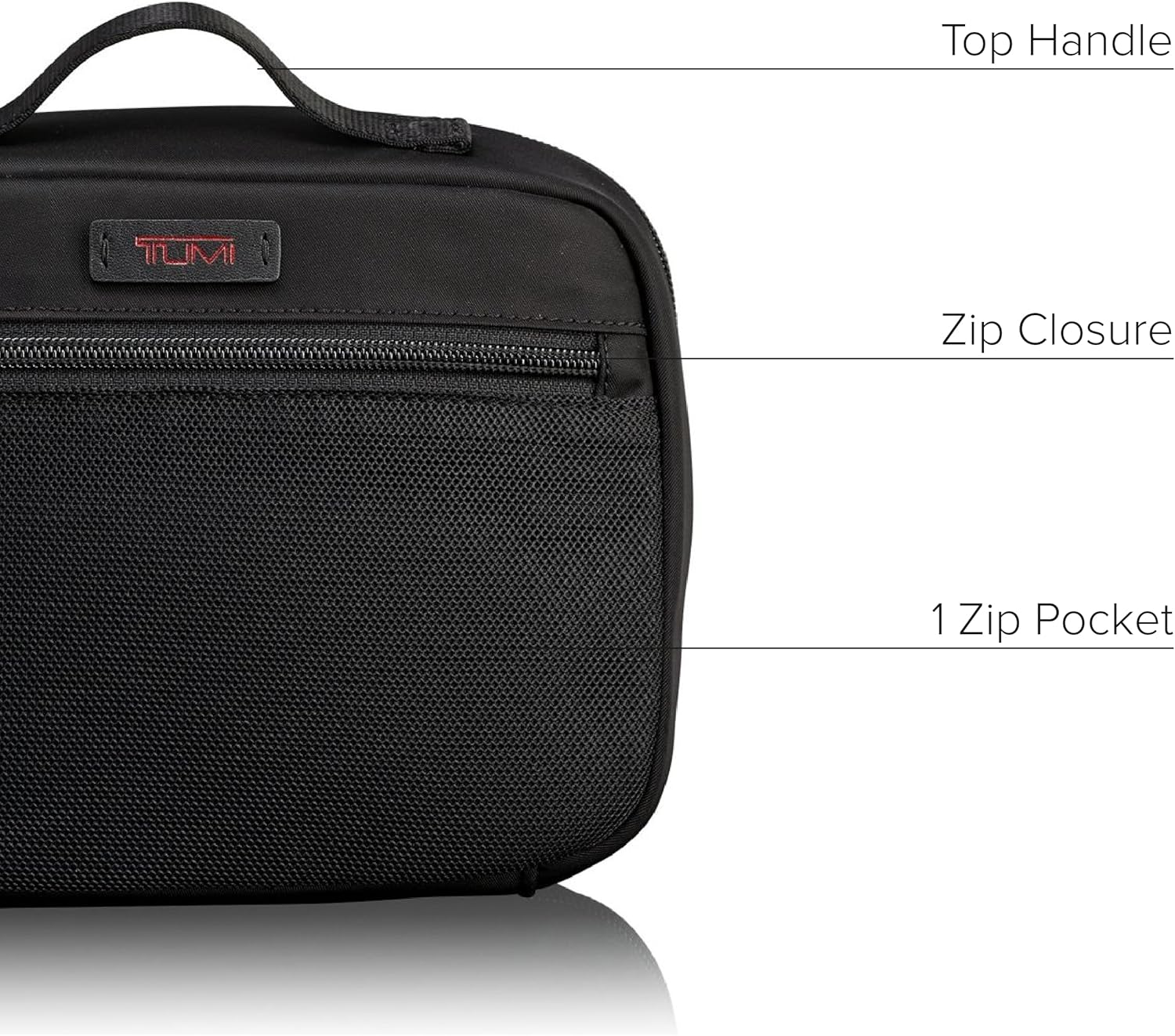 TUMI - アクセサリーポーチ - コード、電子機器、化粧品、衛生キット用のトラベルケースオーガナイザー - ナイロントイレタリーバッグ - ラージ、ブラック