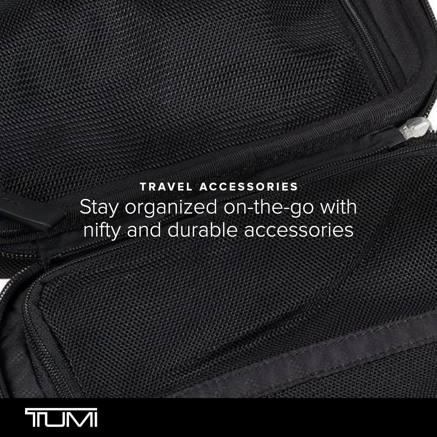 TUMI - アクセサリーポーチ - コード、電子機器、化粧品、衛生キット用のトラベルケースオーガナイザー - ナイロントイレタリーバッグ - ラージ、ブラック