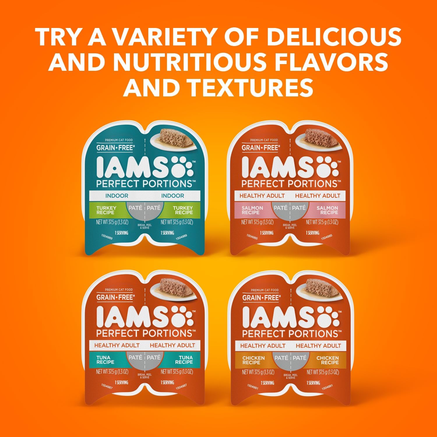 Comida húmeda saludable para gatos adultos IAMS Perfect Portions con receta de pollo, bandejas dobles fáciles de pelar, paquete de 24 (48 porciones en total)