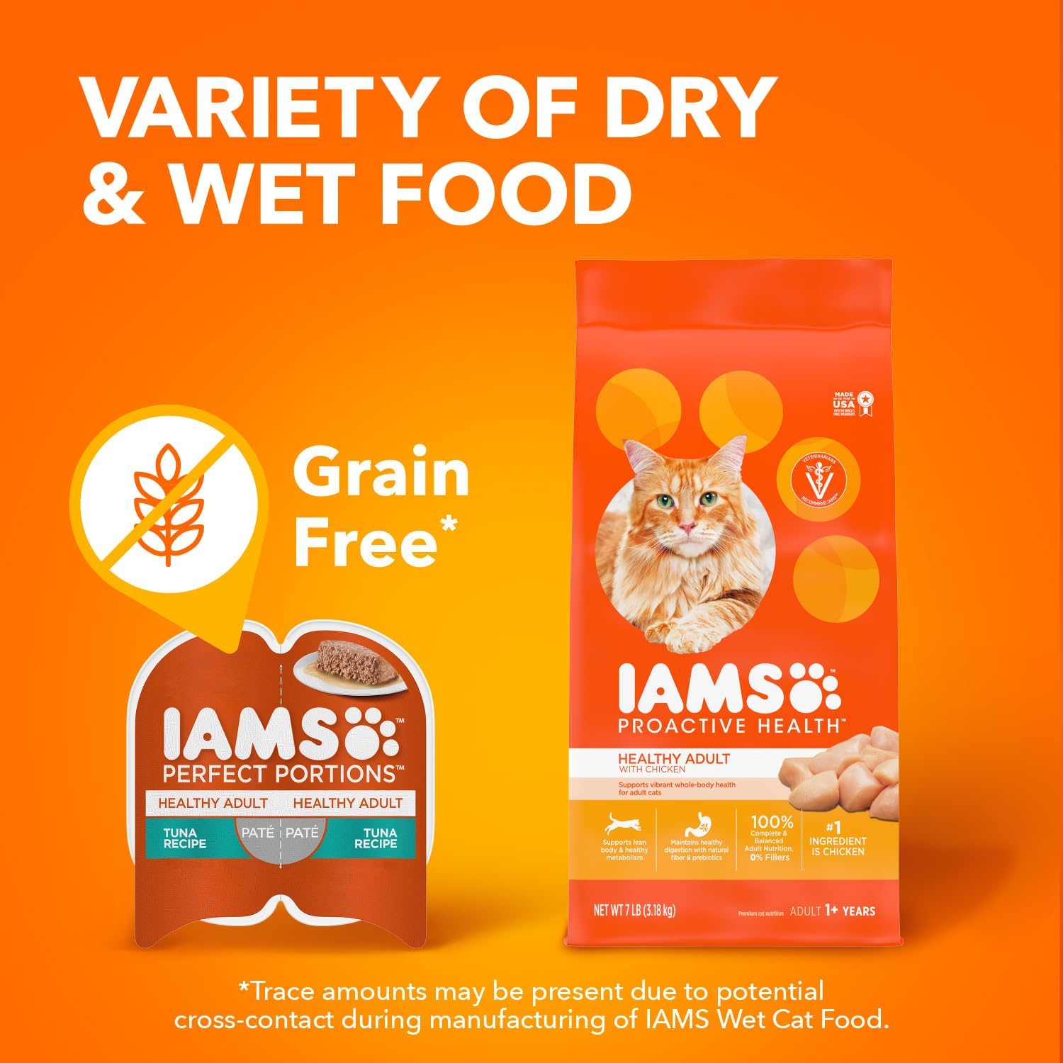 Comida húmeda saludable para gatos adultos IAMS Perfect Portions con receta de pollo, bandejas dobles fáciles de pelar, paquete de 24 (48 porciones en total)