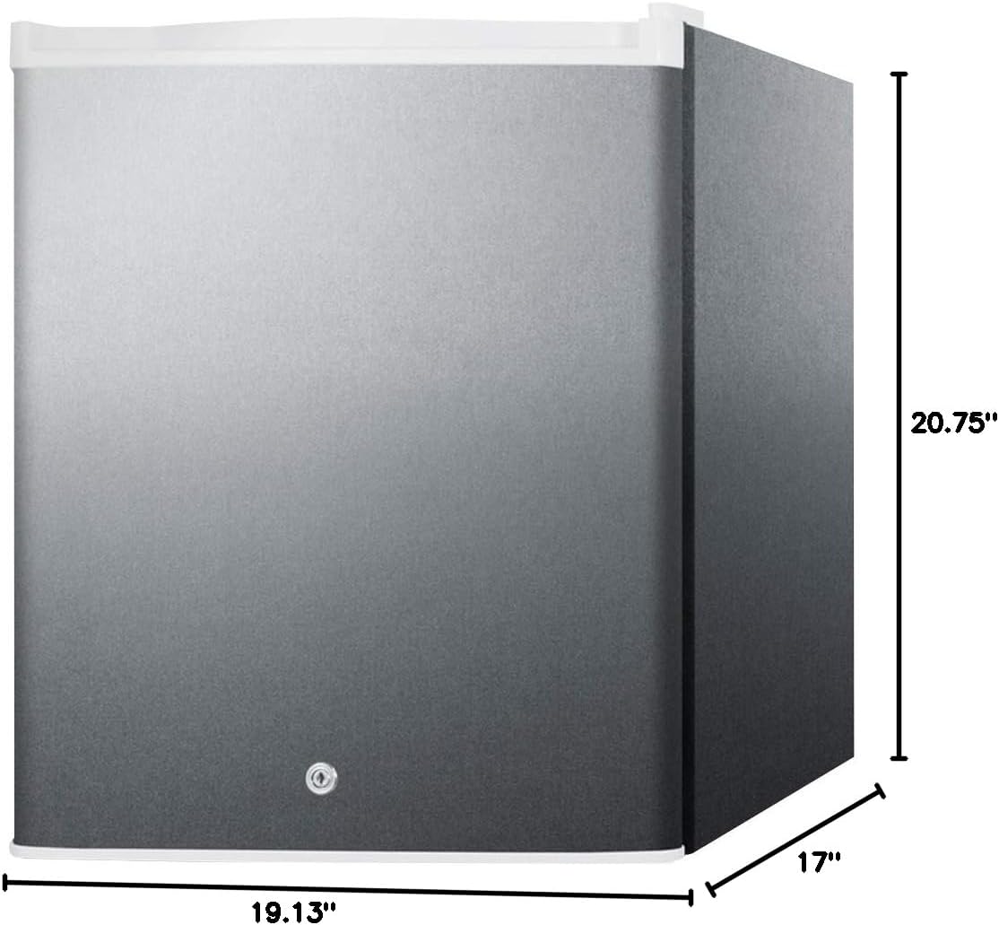 Summit Appliance FFAR25L7BICSS Gewerblicher 17 breiter, kompakter Einbaukühlschrank, werkseitig installiertes Schloss, Fassungsvermögen 1,7 cu.ft, LED-Beleuchtung, digitaler Thermostat, versiegelte Rückseite, verstellbare Regale