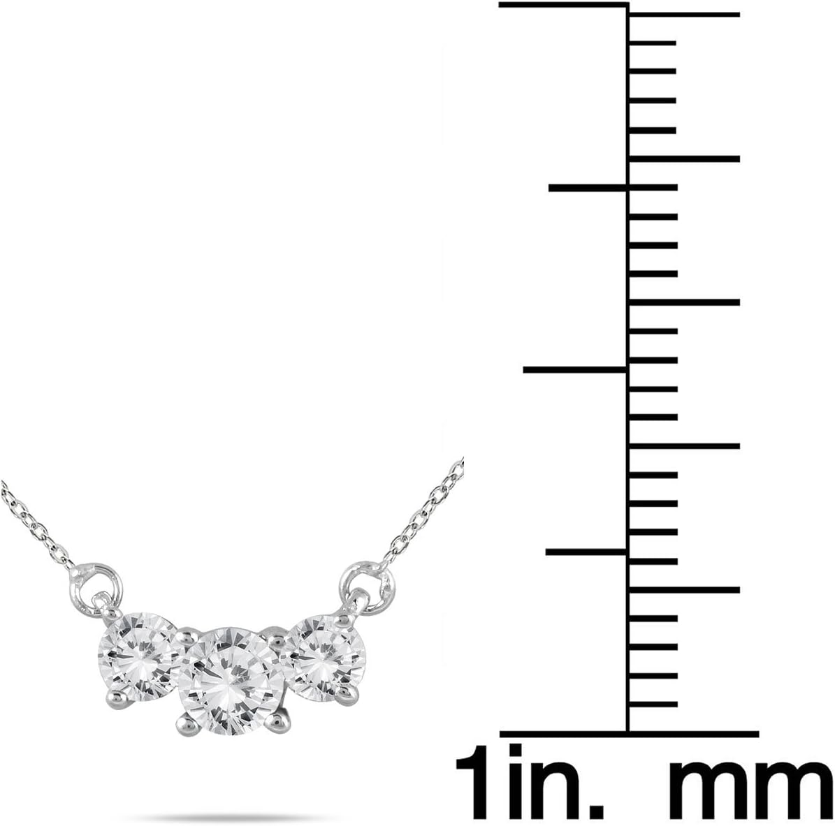 AGS-zertifizierte 1/2 Karat TW-Diamant-Halskette mit drei Steinen aus 14-karätigem Weißgold