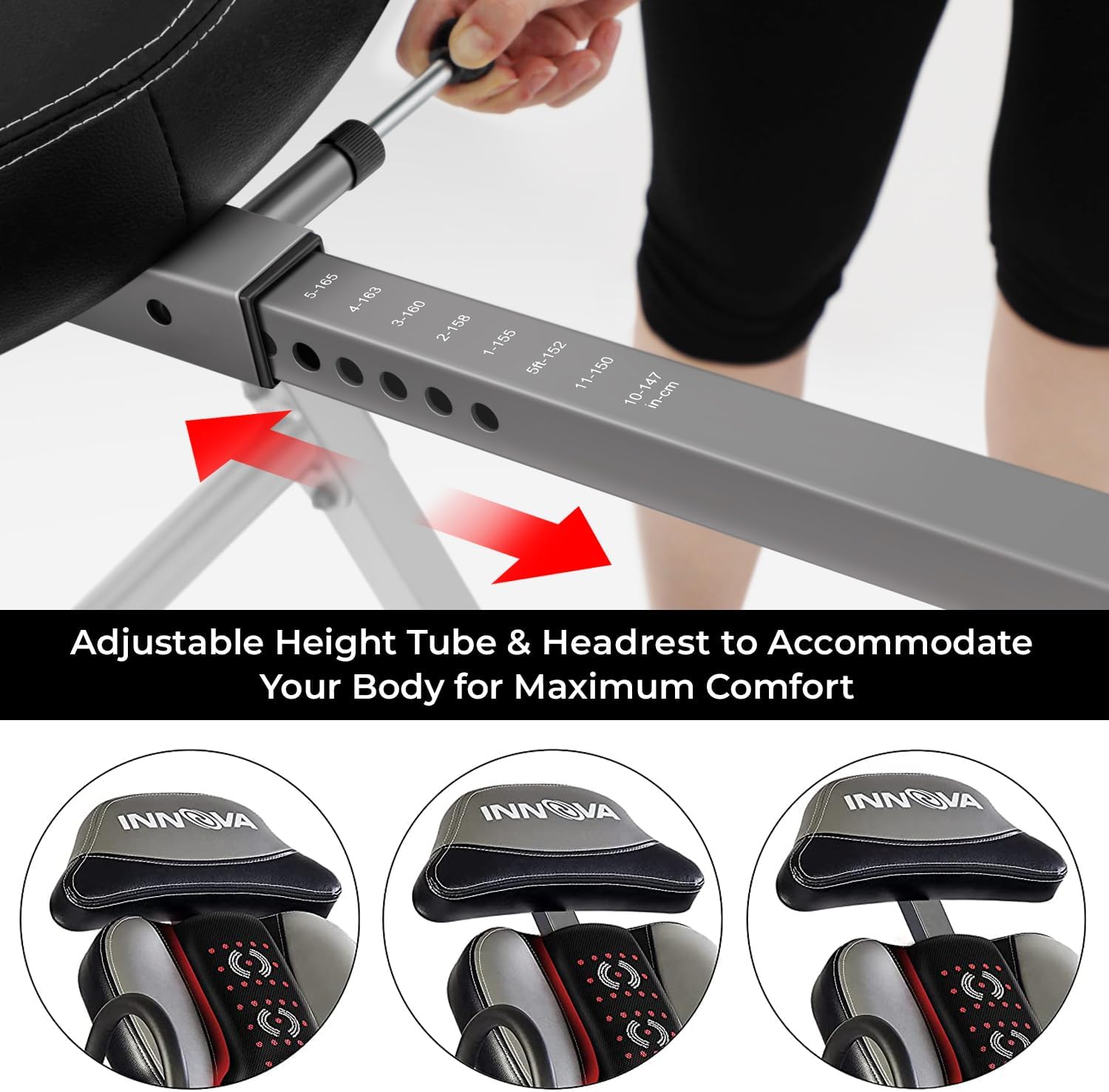 Table d'inversion avancée pour la chaleur et le massage INNOVA HEALTH AND FITNESS ITM5900, gris/noir