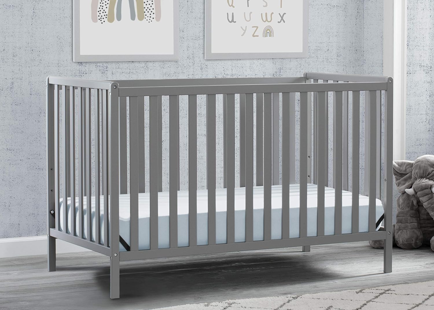 Delta Heartland 4-in-1-Kinderbett, ausziehbar, Greenguard Gold-zertifiziert, Grau