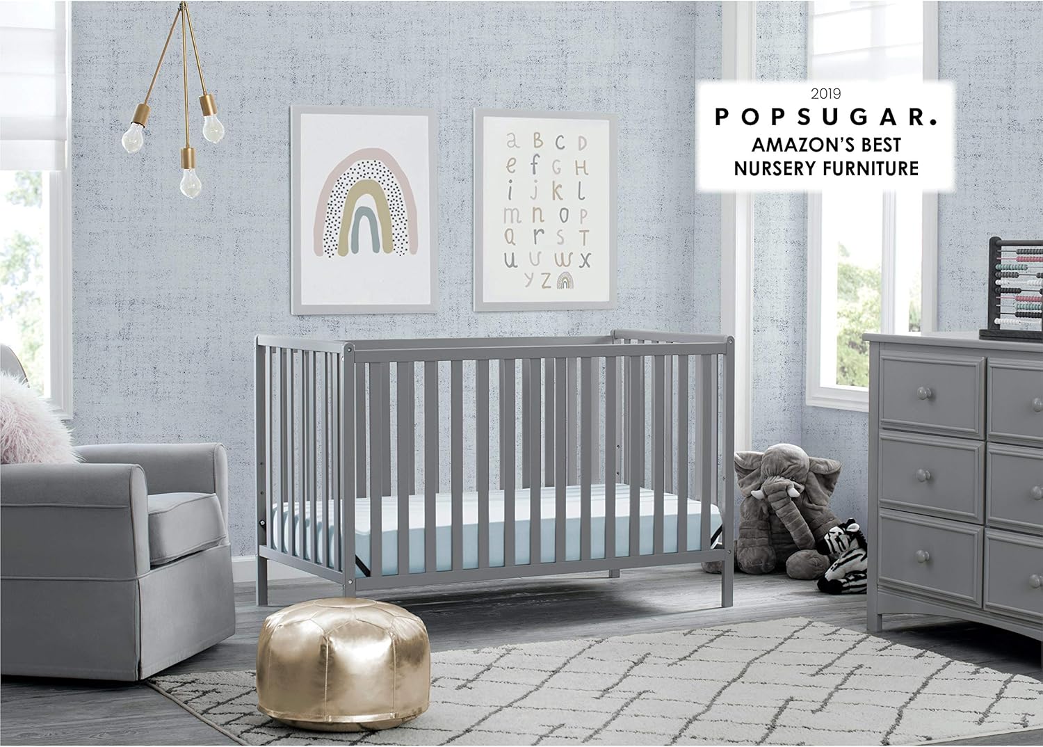 Delta Heartland 4-in-1-Kinderbett, ausziehbar, Greenguard Gold-zertifiziert, Grau