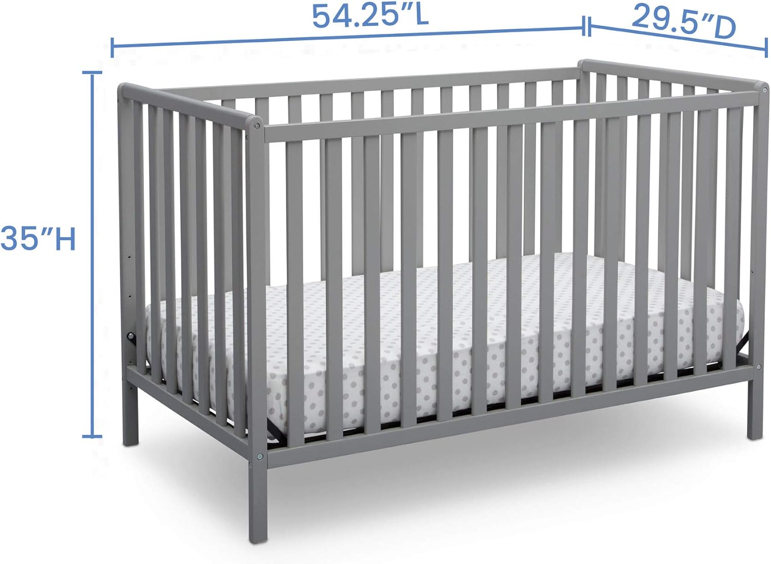 Delta Heartland 4-in-1-Kinderbett, ausziehbar, Greenguard Gold-zertifiziert, Grau