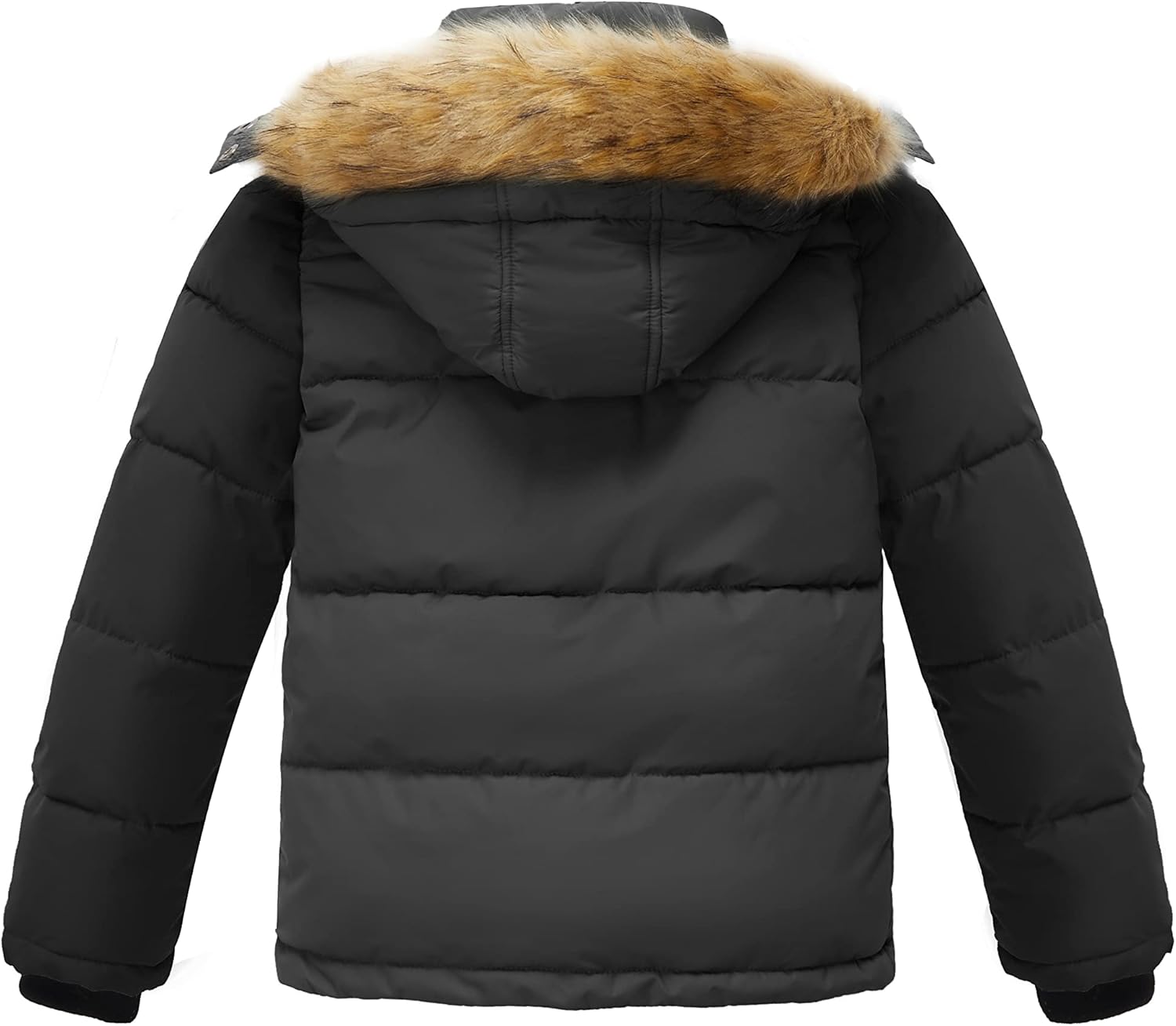 wantdo Boys Winter Coat Warm Puffer Coat Waterproof Winter Jacket with Faux Fur Hood