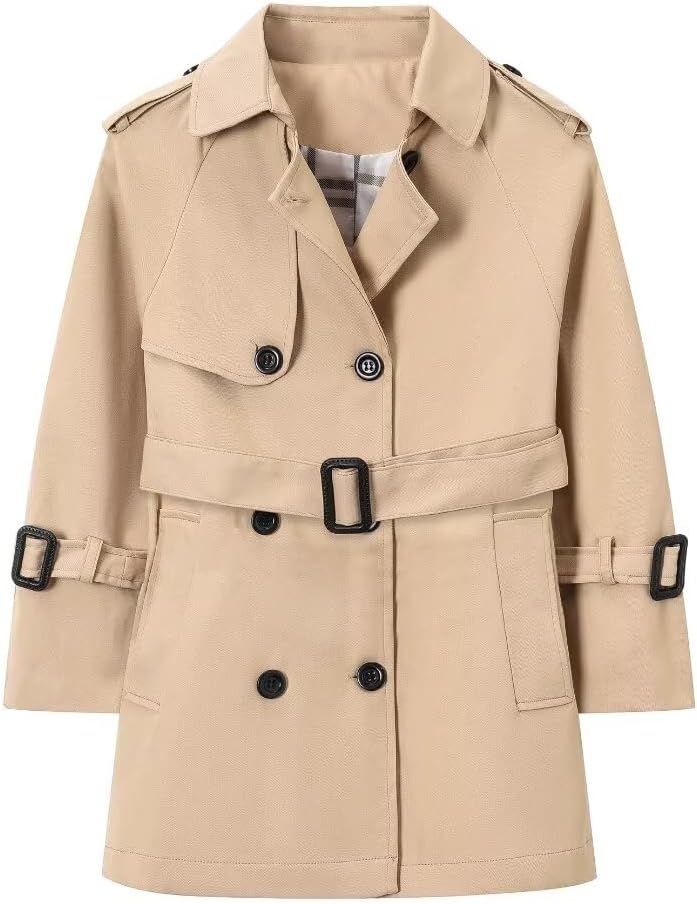 BINPAW Boys Waterproof British Belted Trench Coat, 4-14 Years