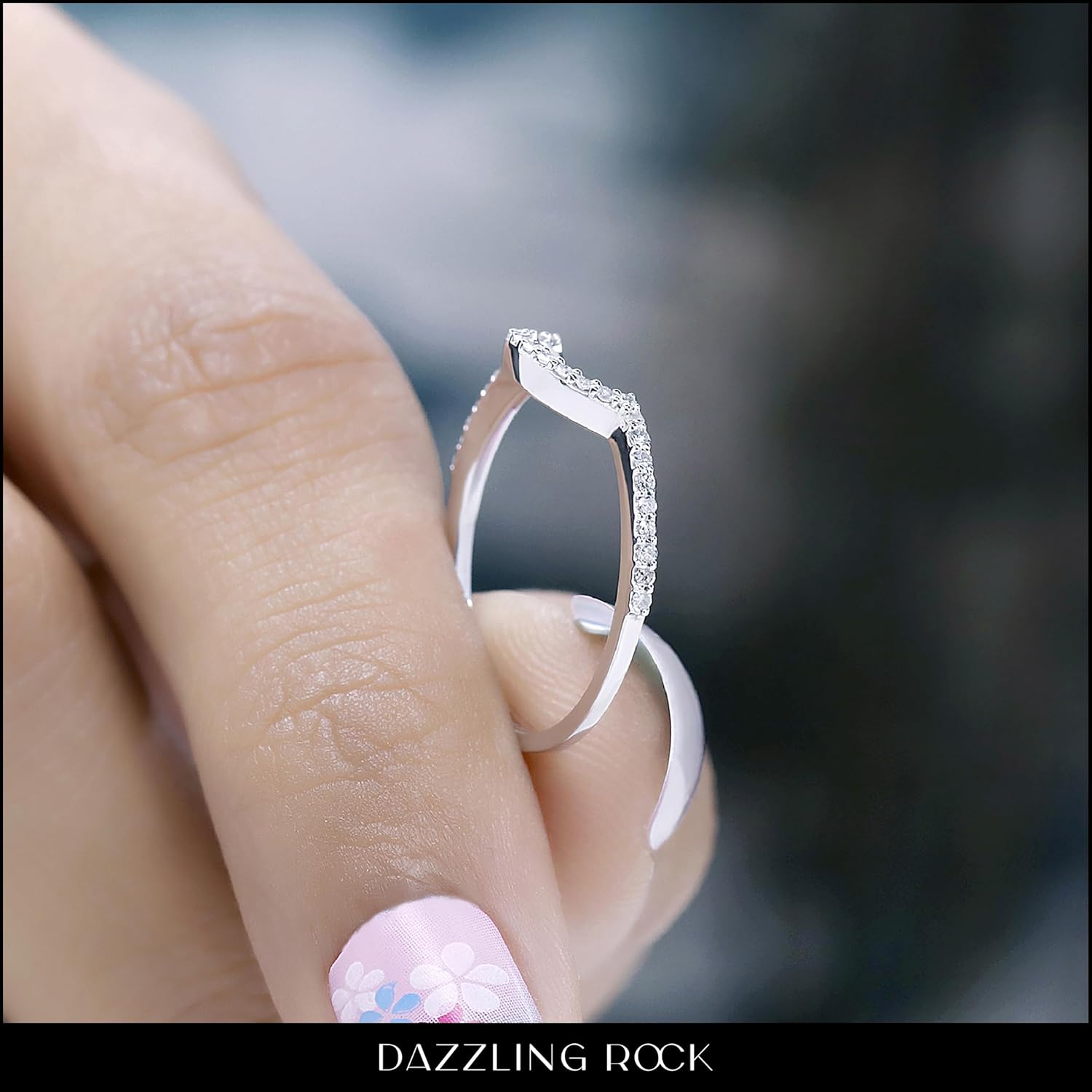 แหวนแต่งงานแบบซ้อนได้พร้อมเพชรสีขาวทรงกลมคอลเลกชัน Dazzlingrock สำหรับผู้หญิง (น้ำหนัก 0.15 กะรัต สี I-J ความสะอาด I1-I3) ในทองคำแท้