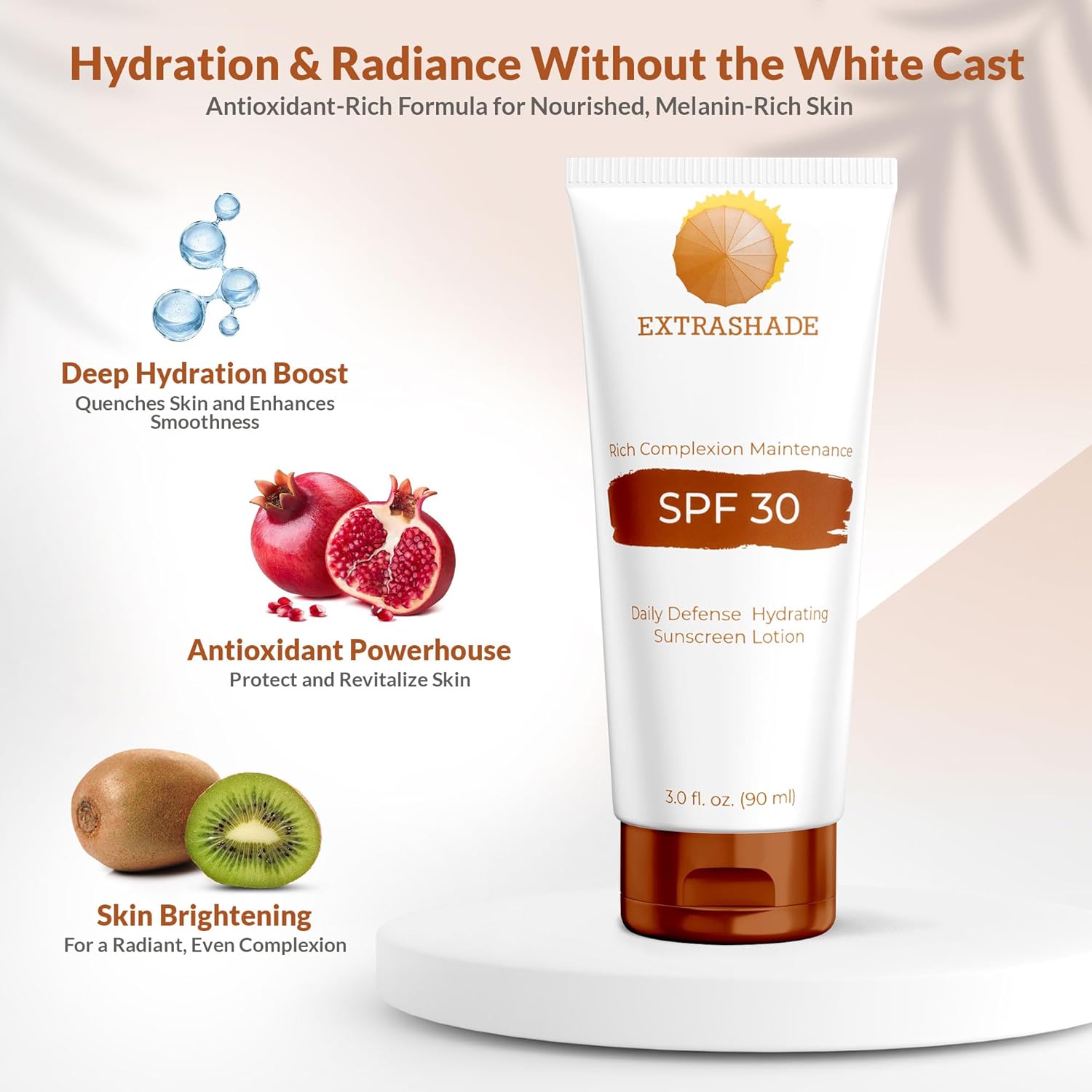 Premium Hydro Boost Black People Sunscreen for Melanin Rich, Dark, and Black skin, No White Cast, Non Greasy, Oil Free, Broad Spectrum UVA/UVB SPF 30, Daily Sun Protection (3 FL Oz) · v2