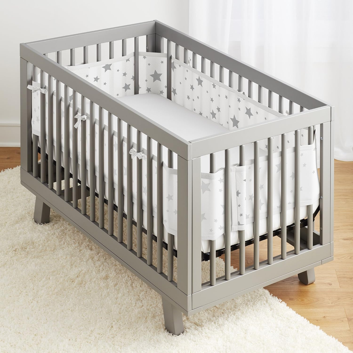 BreathableBaby Atmungsaktives Netzfutter für Babybetten in voller Größe, klassisches 3-mm-Mesh, Starlight (Größe 4FS deckt 3 oder 4 Seiten ab)