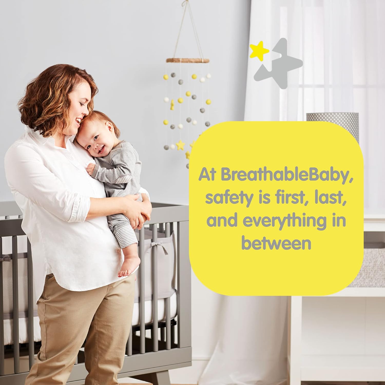 BreathableBaby Atmungsaktives Netzfutter für Babybetten in voller Größe, klassisches 3-mm-Mesh, Starlight (Größe 4FS deckt 3 oder 4 Seiten ab)