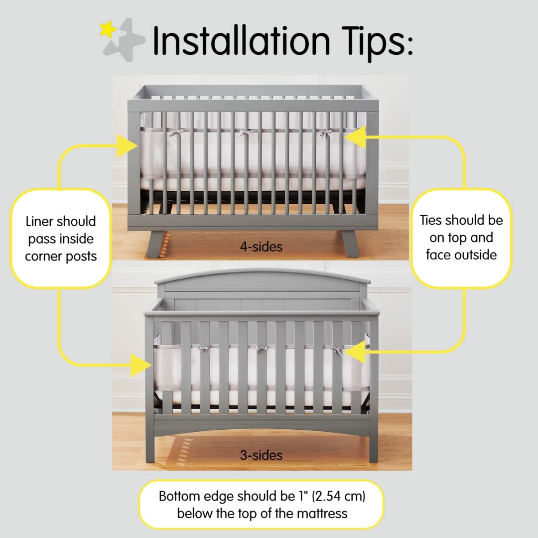 BreathableBaby Atmungsaktives Netzfutter für Babybetten in voller Größe, klassisches 3-mm-Mesh, Starlight (Größe 4FS deckt 3 oder 4 Seiten ab)