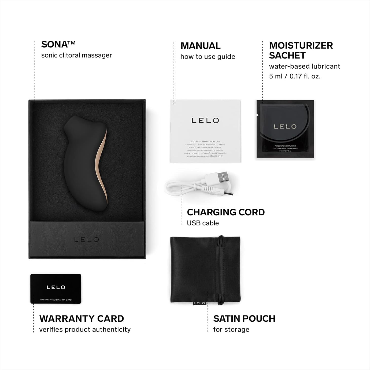 LELO SONA เครื่องนวดไฟฟ้าแบบโซนิค ของเล่นทางเพศสำหรับผู้หญิง เครื่องดูดคลิตอริสแบบกันน้ำ เครื่องสั่นแบบชาร์จไฟได้สำหรับผู้หญิง เครื่องสั่นแบบดูด ของเล่นเพื่อความสุขของผู้หญิง เครื่องสั่นของเล่นทางเพศสำหรับผู้ใหญ่ สีดำ