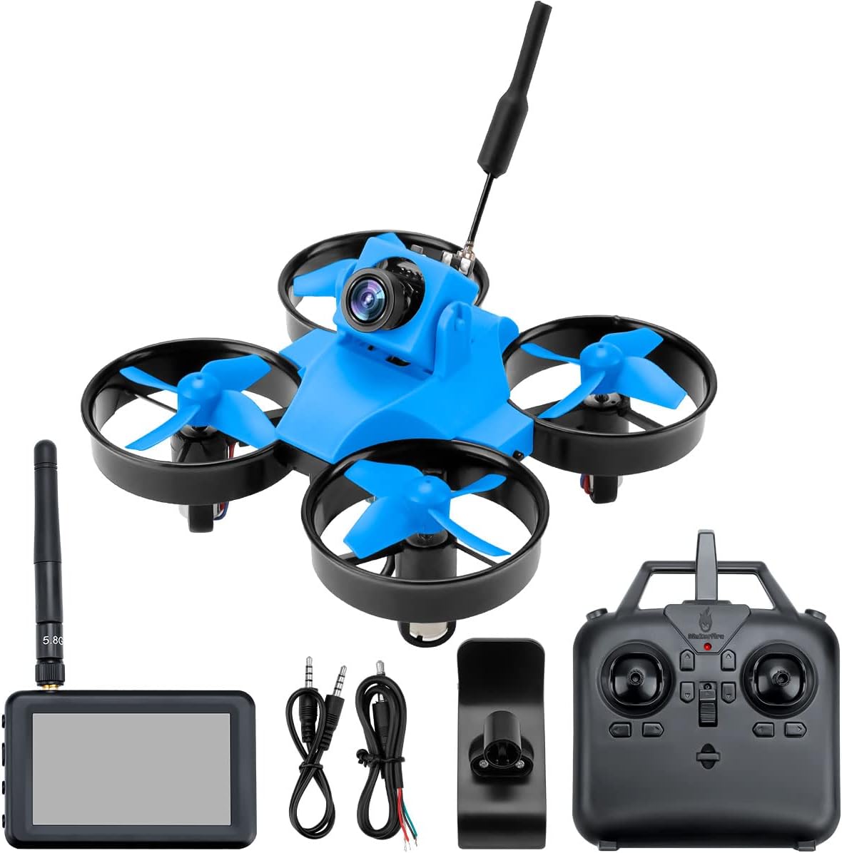 طقم طائرة بدون طيار Makerfire FPV بشاشة IPS 5.8 جيجا هرتز وكاميرا 800TVL وطائرة رباعية المراوح صغيرة FPV للمبتدئين، إقلاع بزر واحد، قلاب ثلاثي الأبعاد، وضع بدون رأس، كاميرا تعديل السرعة بدون طيار