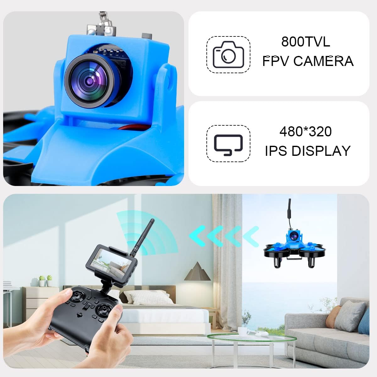 Makerfire FPV Drone Kit with IPS Display 5.8GHz 800TVL Camera Mini FPV Quadcopter for Beginners, One Button Take Off,3D Flip, Headless Mode, Speed Adjustment Camera Drone · v5