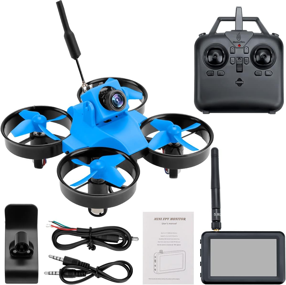 Makerfire FPV Drone Kit with IPS Display 5.8GHz 800TVL Camera Mini FPV Quadcopter for Beginners, One Button Take Off,3D Flip, Headless Mode, Speed Adjustment Camera Drone · v5