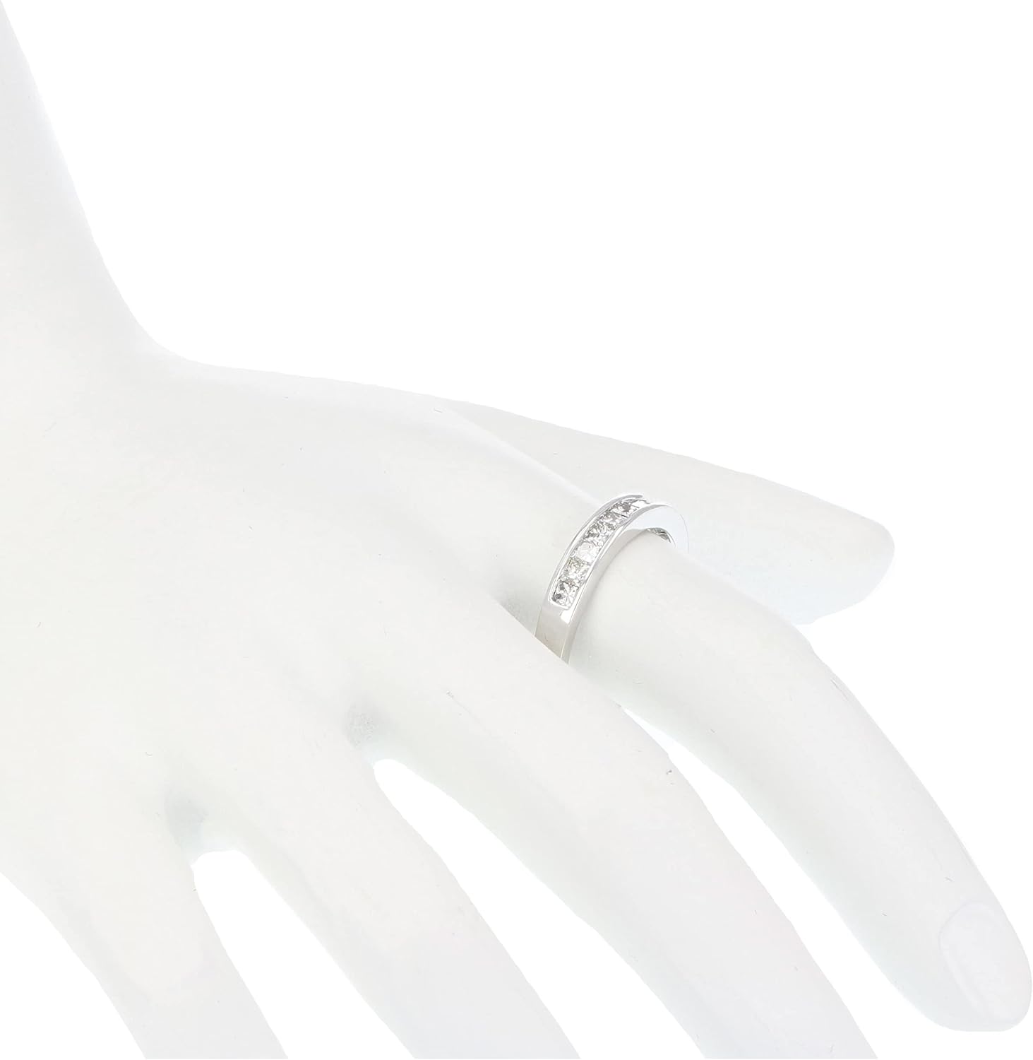 แหวนเพชร 1/2 กะรัต (ctw) สำหรับผู้หญิง ทรง Princess Cut ในทองคำขาว 14K แบบฝังแบบฝังแบบ Channel Set น้ำหนัก 0.50 กะรัต ขนาด 4.5-10