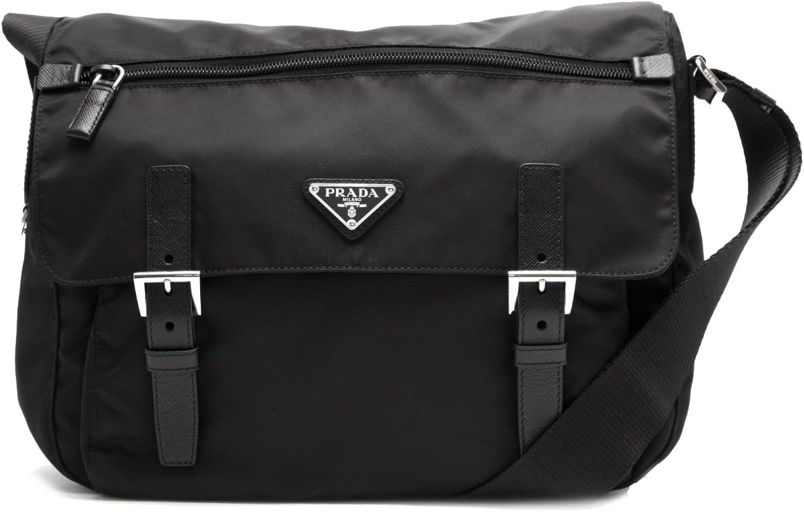 Prada Womens Black Nylon Fabric Crossbody Messenger Bag 1BD671 · v3