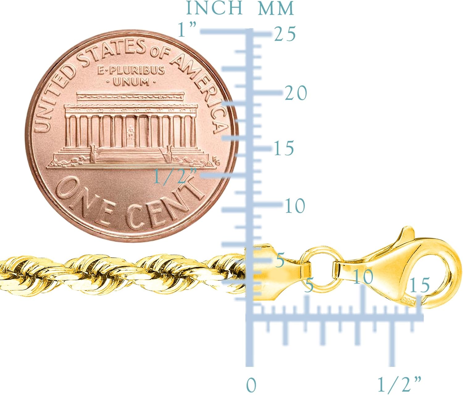Jewelry Affairs Halskette aus massivem Seil, mit 14-karätigem Gelbgold gefüllt, 4,5 mm breit