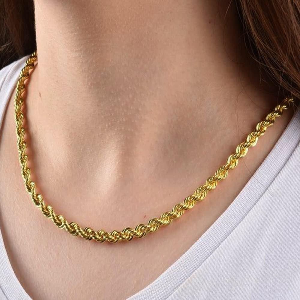 Jewelry Affairs Halskette aus massivem Seil, mit 14-karätigem Gelbgold gefüllt, 4,5 mm breit