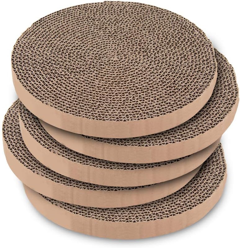Best Pet Supplies Scratch and Spin Cat Scratcher Replacement Pads for Active Play, Natural Recycled Corrugated Cardboard, Supports Pet Behaviors, Relieves Stress - 5 Count · v4