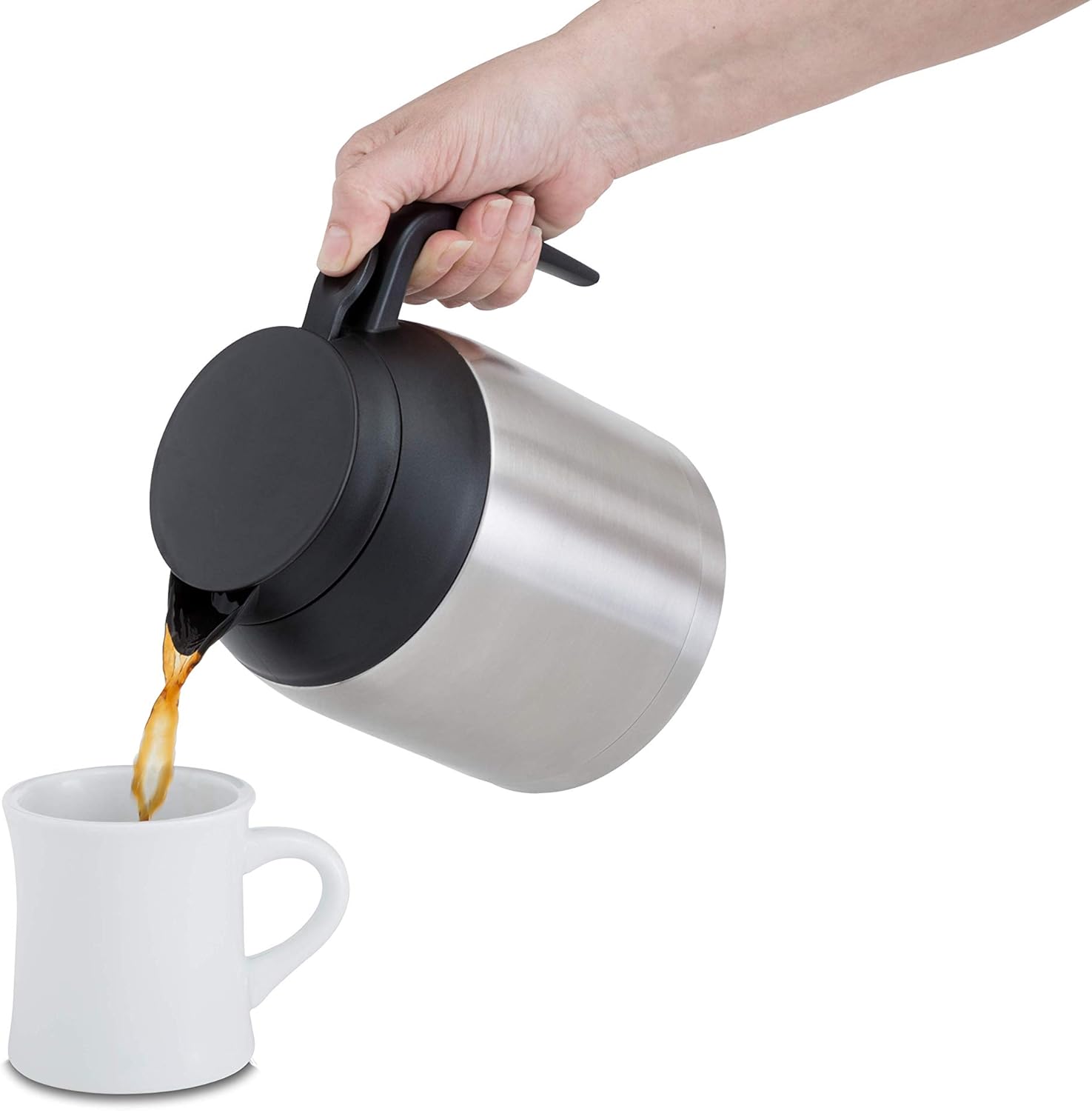 Cafetera Bonavita Connoisseur para 8 tazas con un solo toque, con cesta de filtro colgante y jarra térmica, BV1901TS, acero inoxidable, cromada