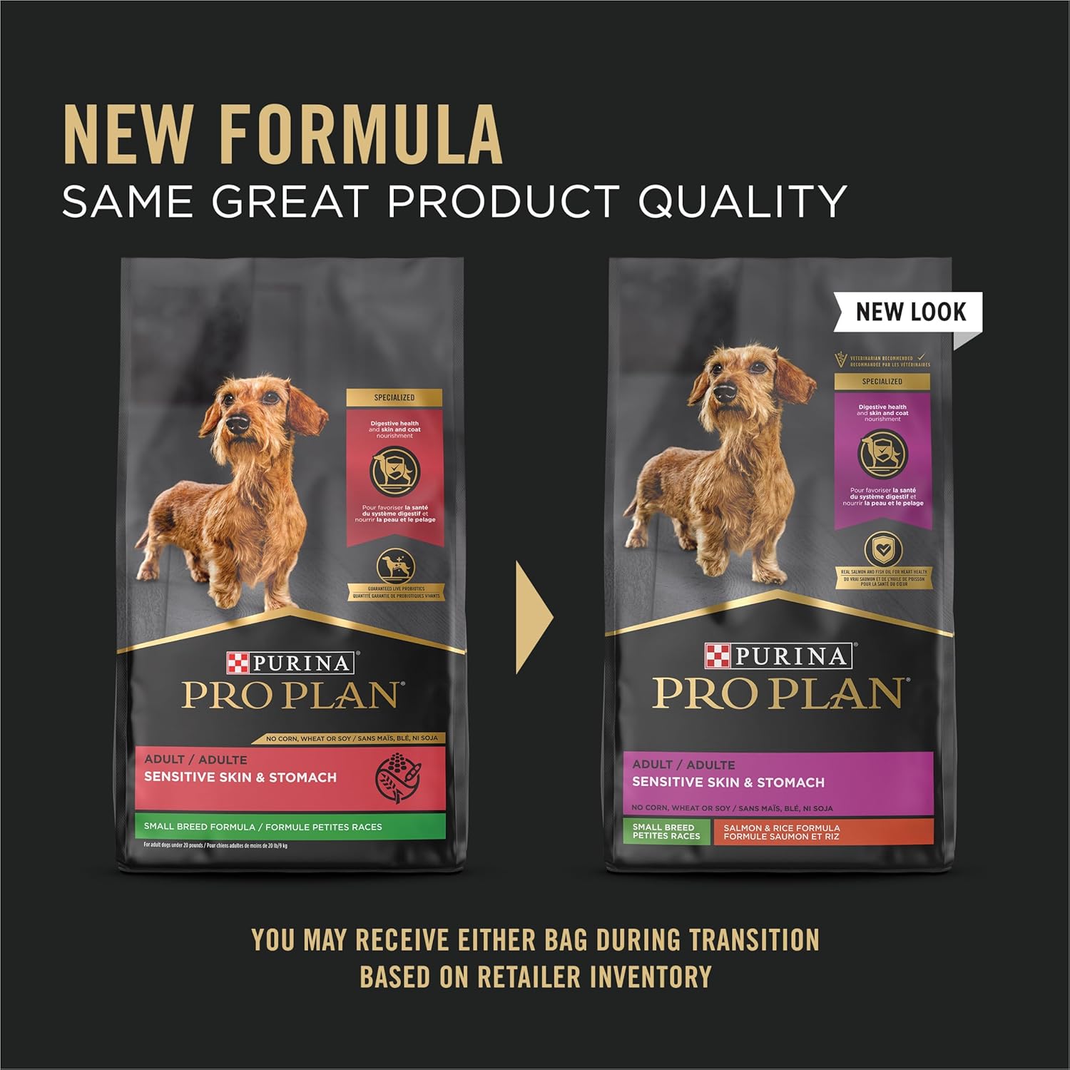 Purina Pro Plan hondenvoer voor volwassenen voor gevoelige huid en maag, formule met zalm en rijst voor kleine rassen, zak van 16 pond