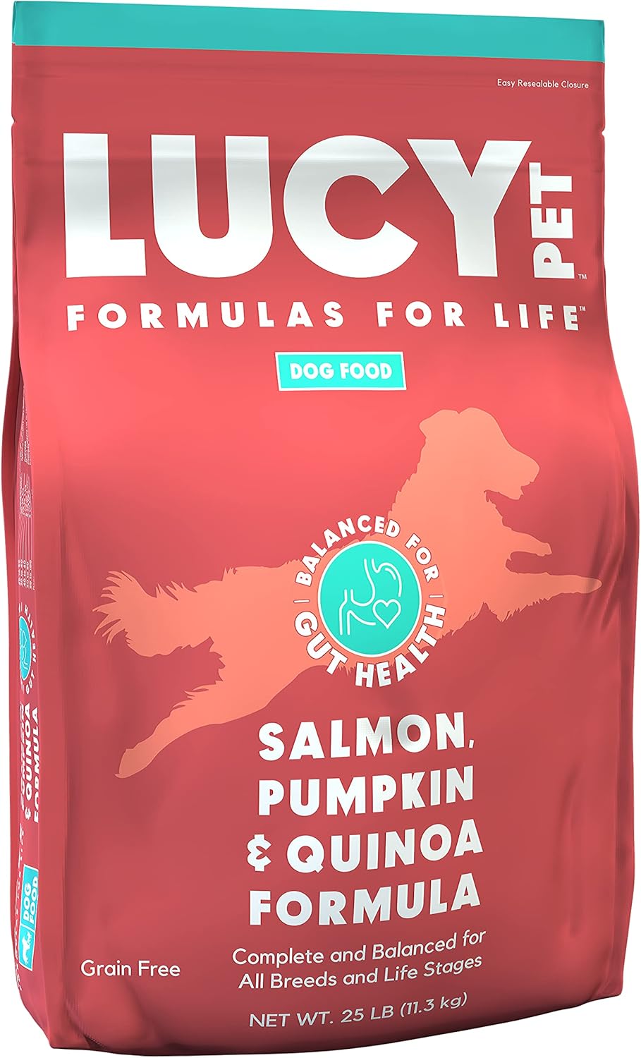 Lucy Pet Formulas for Life Salmon, Pumpkin,  Quinoa Dry Dog Food, All Life Stages, Digestive Health, Sensitive Stomach amp; Skin, 25lb bag