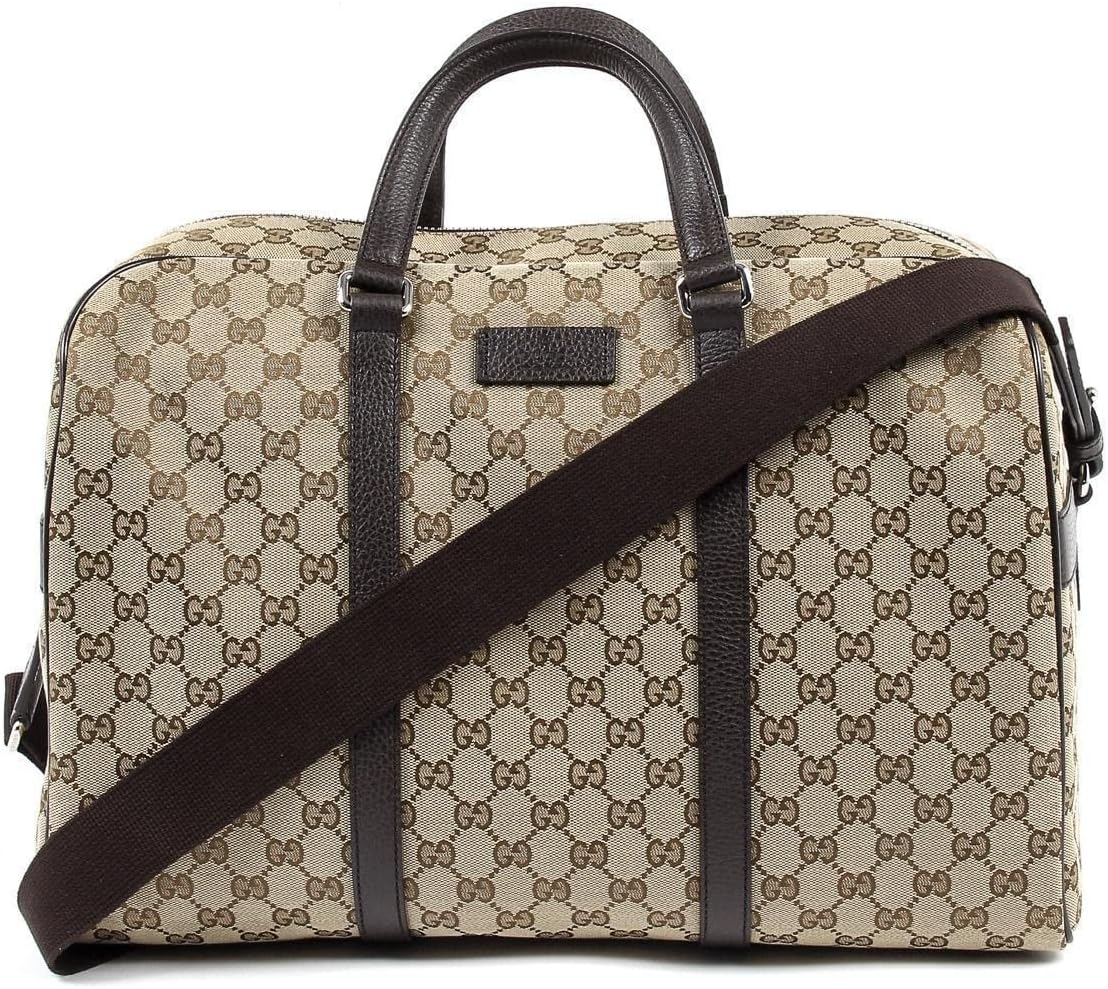 Gucci Duffle Brown Signature Guccissima Large Canvas Leather Travel Luggage NEW