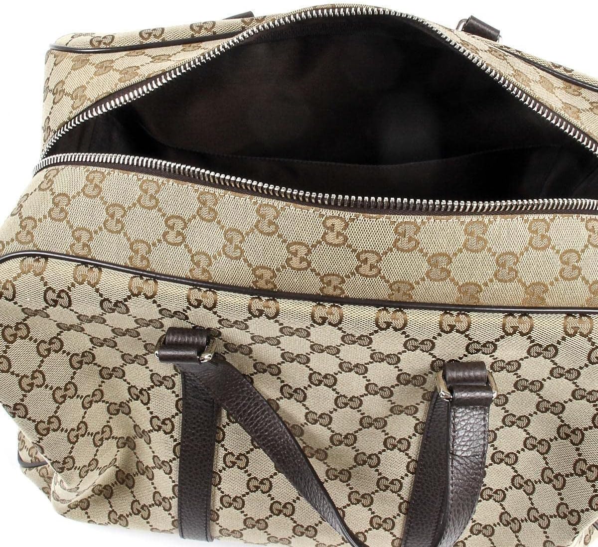 Gucci Duffle Brown Signature Guccissima Large Canvas Leather Travel Luggage NEW