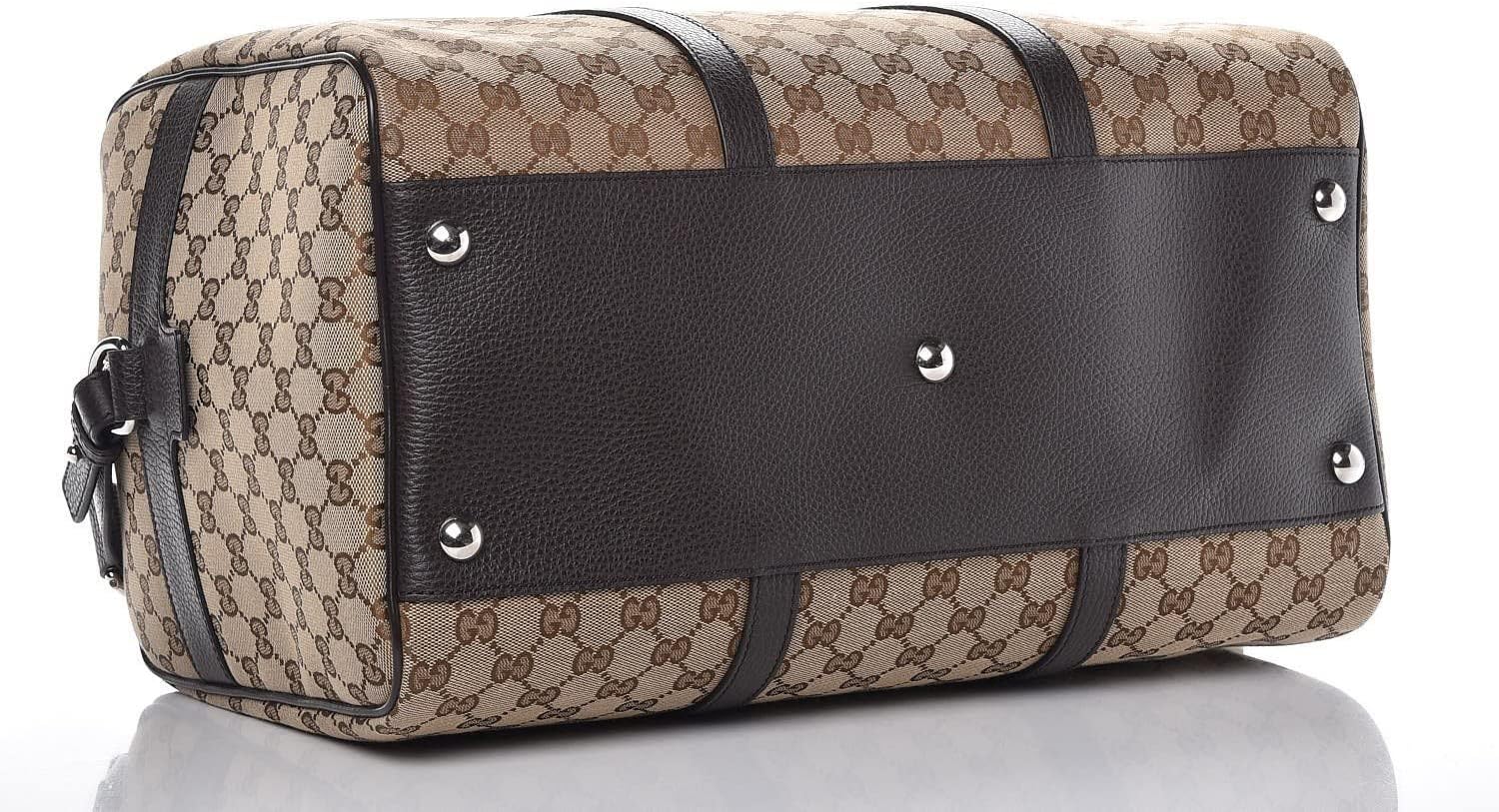 Gucci Duffle Brown Signature Guccissima Large Canvas Leather Travel Luggage NEW