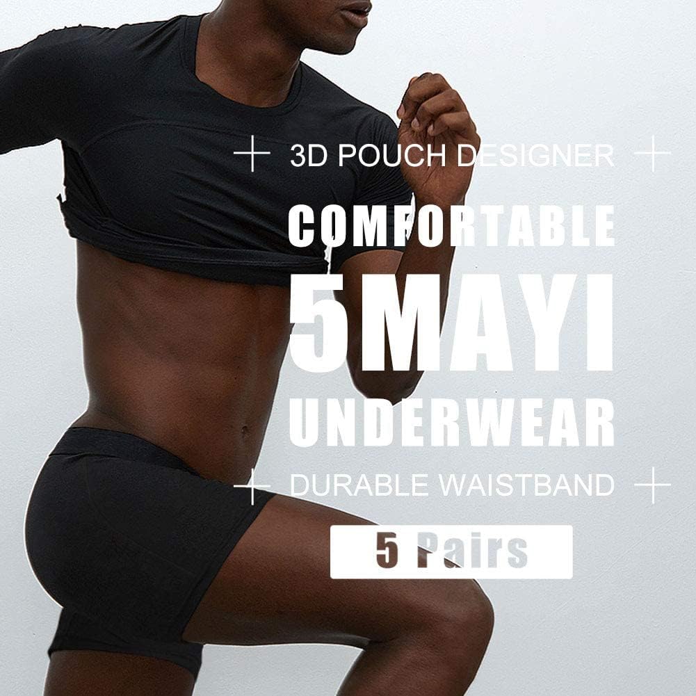 5Mayi Mens Underwear Boxer Briefs Cotton Regular Long Mens Boxer Briefs Underwear Men Pack S M L XL XXL