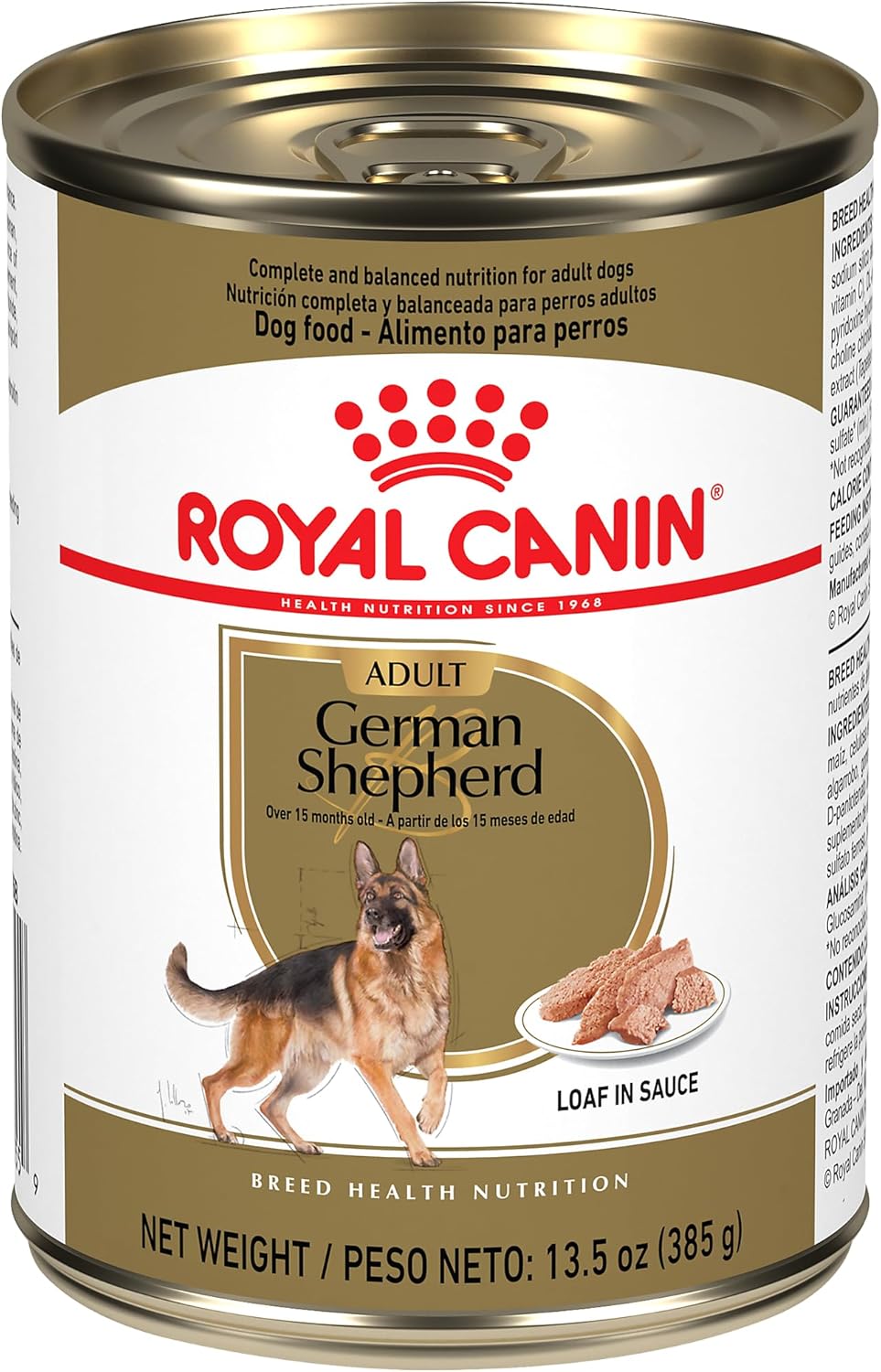 Pain en sauce Royal Canin Breed Health Nutrition pour chiens en conserve pour berger allemand pour adultes, boîte de 13,5 oz (caisse de 12)