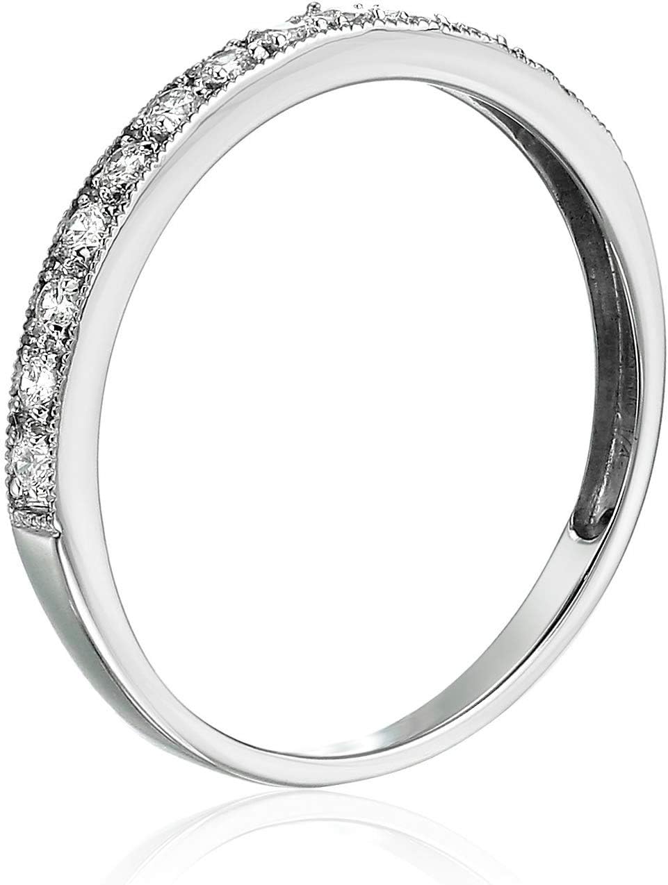1/4 carat (ctw) Diamond Wedding Anniversary Band for Women, Half Eternity Round Diamond Engagement Ring in 14K White Gold Prong Set with Milgrain 0.25 cttw, Size 3.5-10 · v2