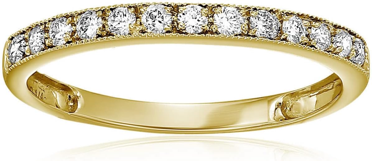 1/5 cttw to 1 cttw Diamond Wedding Band For Women, Milgrain Diamond Wedding Band in 14K Gold Prong Set, Size 4.5-10 · v2