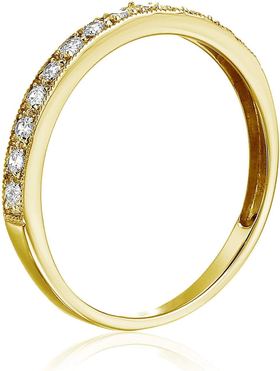 1/5 cttw to 1 cttw Diamond Wedding Band For Women, Milgrain Diamond Wedding Band in 14K Gold Prong Set, Size 4.5-10 · v2