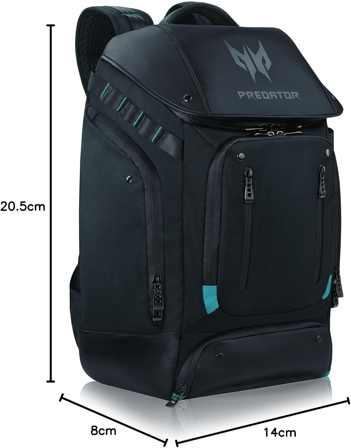 حقيبة ظهر Acer PBG591 Predator Utility Gaming، حقيبة ظهر للسفر مقاومة للماء والتمزق تناسب وتحمي الكمبيوتر المحمول Predator Gaming مقاس 17.3 بوصة، باللون الأسود مع لمسات باللون الأزرق المخضر