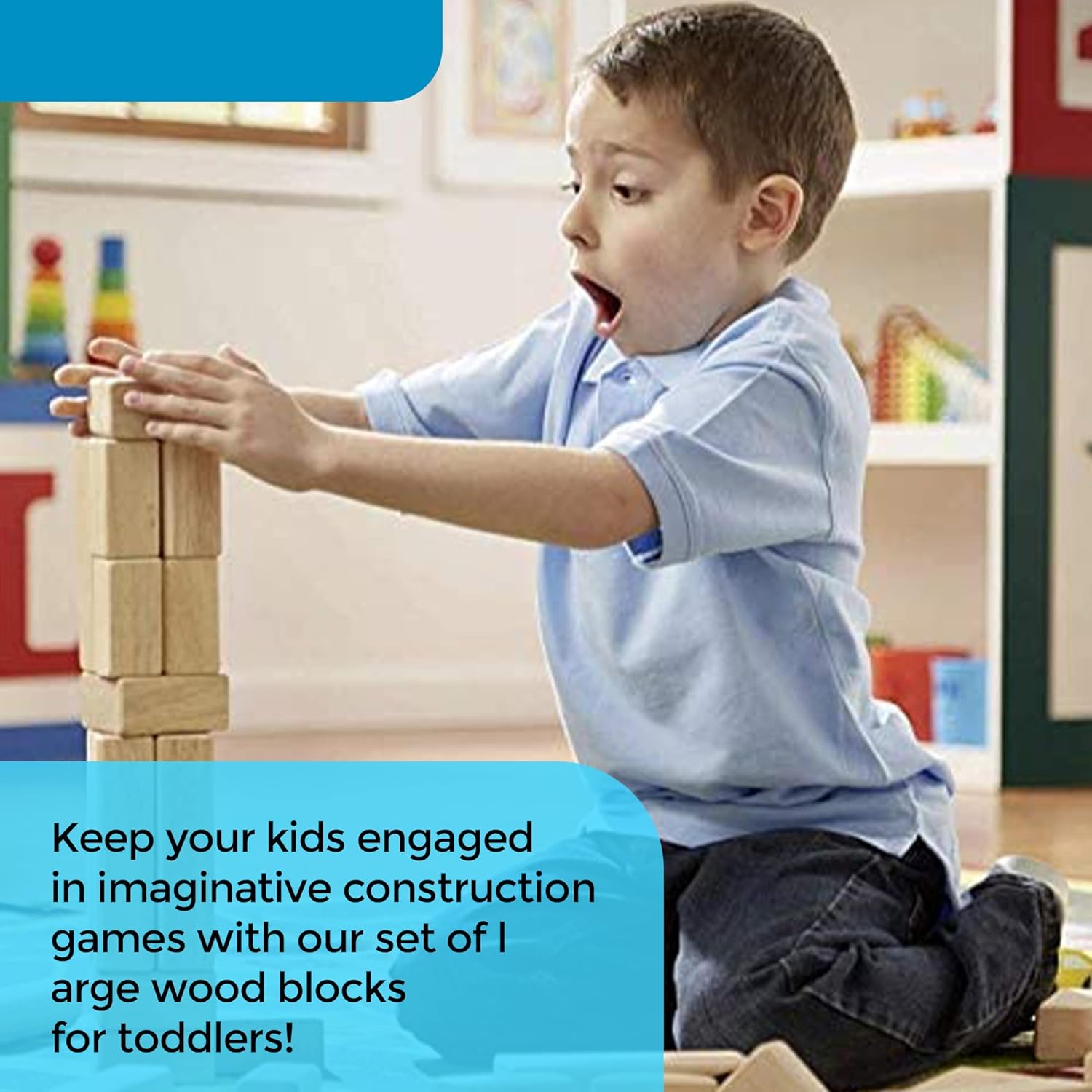 Standard Unit Building Blocks for Toddlers with Storage Tray (64 Pcs) Sanded Wood Blocks for Children, Original STEAM, and STEM Learning, Classic Wooden Toys for Kids Parties and Classrooms · v7